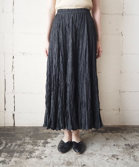 DKNY Pleated Long Sik Skirt BK