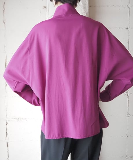 Stand Collar Shoulder Button Design Blouse PUR