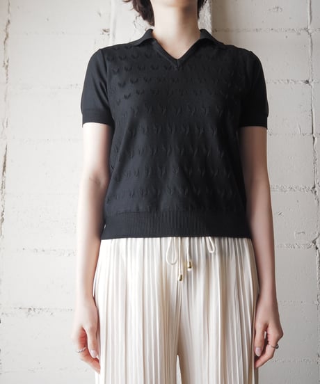1960~70's Open Collar Pullover Knit BK