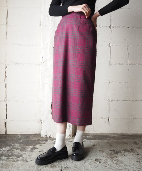Wool Check Tight Skirt PIGR