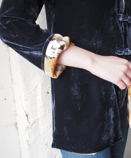 Velvet China Shirt With Flower Print Lining NV