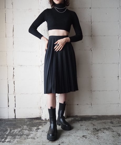 Turtle Neck Short Rib Knit BK