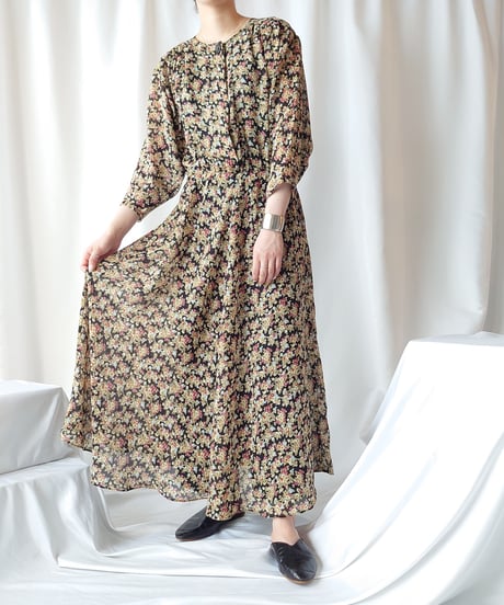 Flower Pattern Sheer Dress BKRE