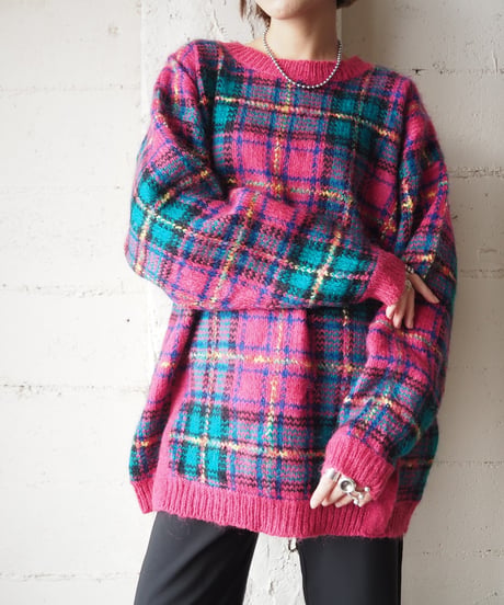Check Pattern Mohair Knit PIGN