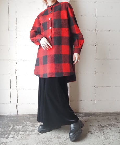 Check Pattern Wool Grandpa Shirt REBK