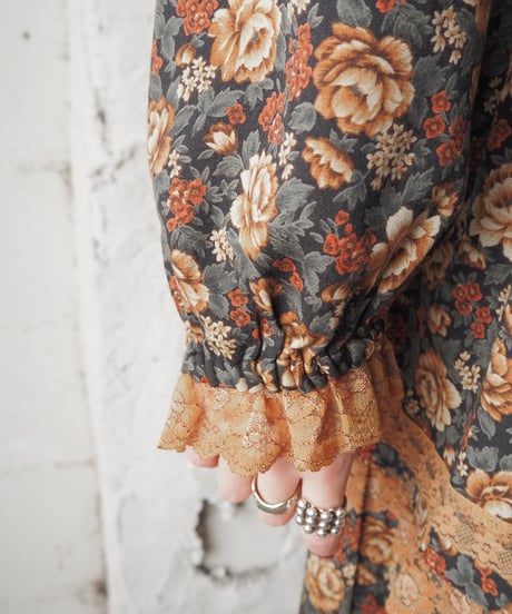 Frill Design Flower Pattern Dress BKBE