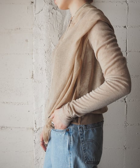 Rib Sleeve Sheer Hoodie BE