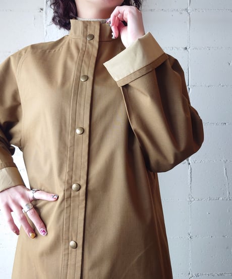 Stand Collar Snap Button Long Coat BE