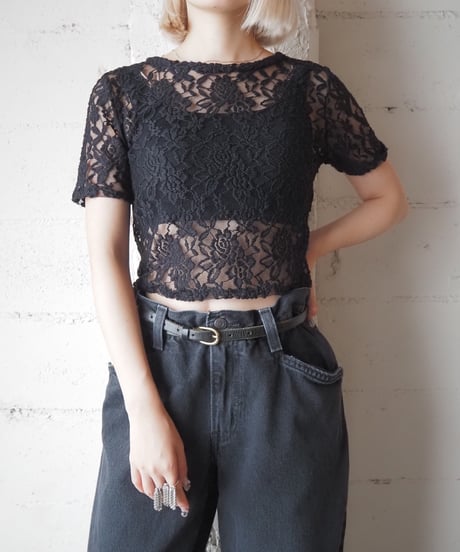 S/S Lace Tops BK