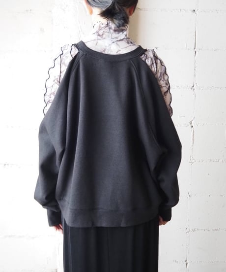 Remake Cut Out Shoulder Short Sweat BK