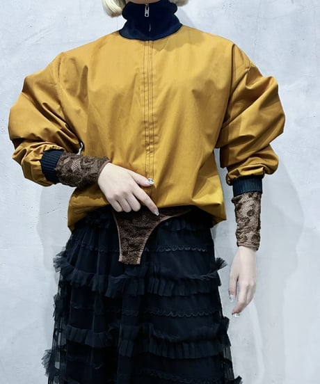 Drawcord Hem Rib Collar Zipup Blouson BRBK
