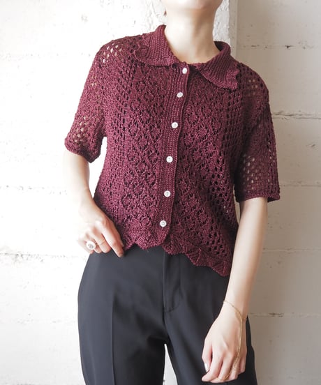 Hand Made Crochet Collar Cardigan BUR