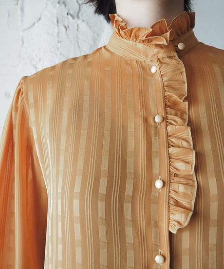 Stripe Stand Collar Blouse YE