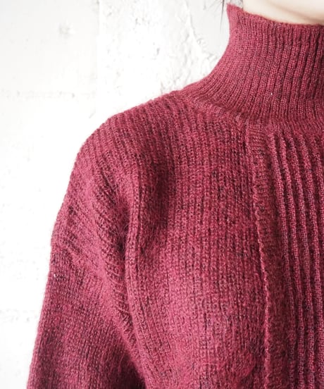 Mock Neck Rib Cuff Knit BUR