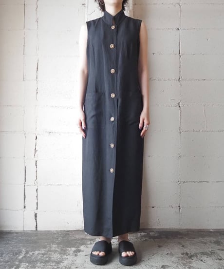 Stand Collar Sleeveless Dress BK