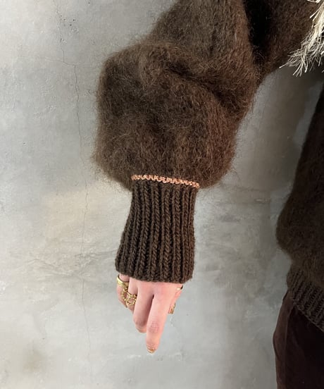 Shaggy Lame Design Mohair Mock Neck Knit BRPI