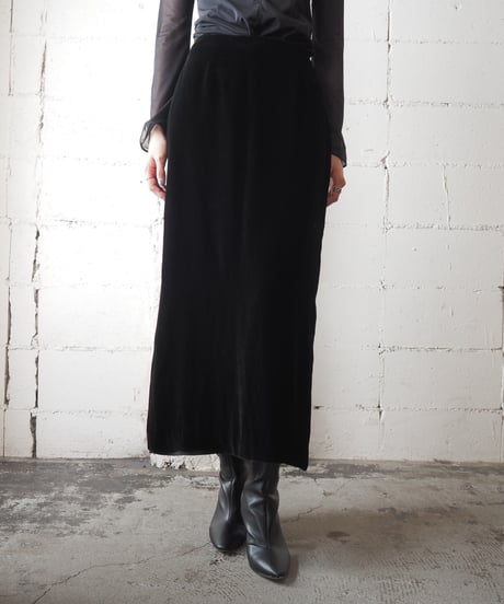 Velvet Tight Long Skirt BK
