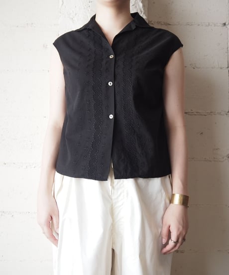 Open Collar N/S Blouse BK