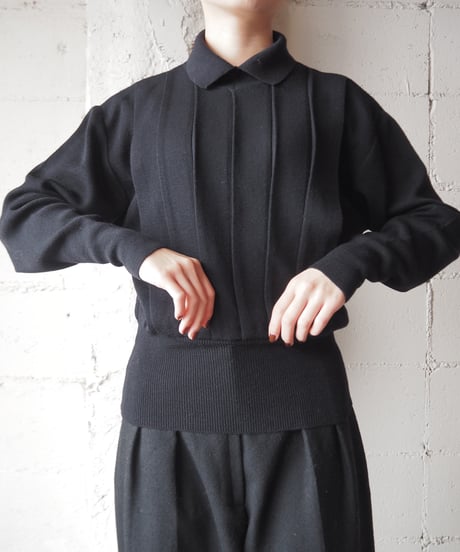 Pleated Bodice Collar Knit BK