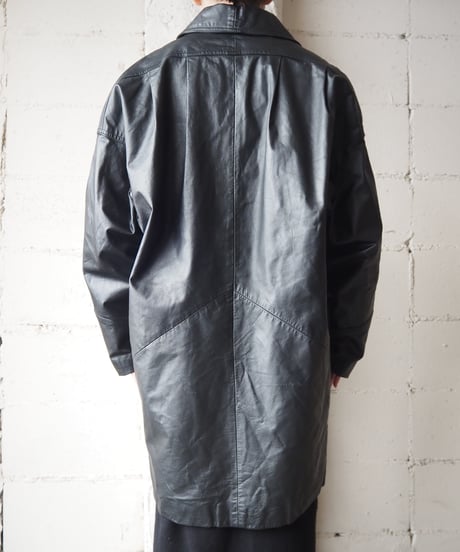 Open Collar Leather Jacket BK