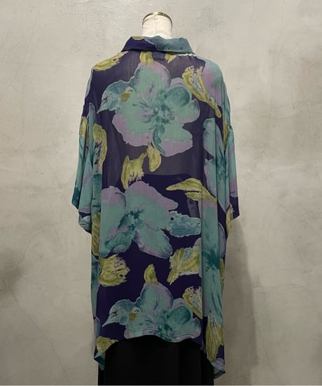 Flower Pattern Sheer Shirt PURGN