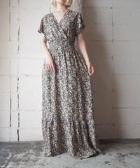 Flower Print Shirred Waist Dress BKYEWH
