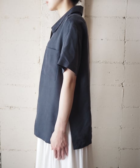 Open Collar Silk Shirt BK