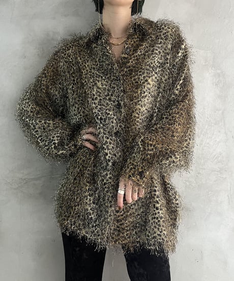 Leopard Pattern Shaggy Knit BRBK