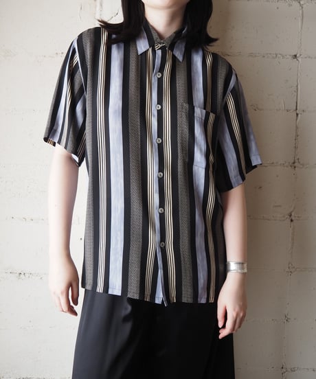 GOOUCH Stripe Short Sleeve Shirt BK LBL IV