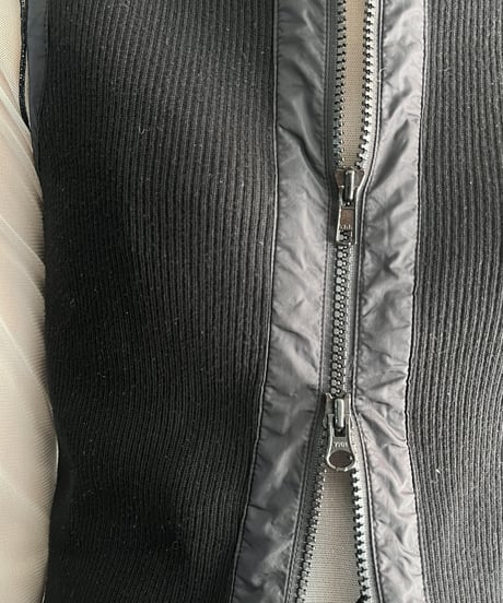 N/S High Neck Double Zip Up Tops BK