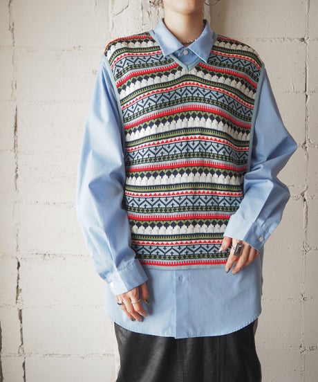 Side Button Pattern Knit Vest LBLRE