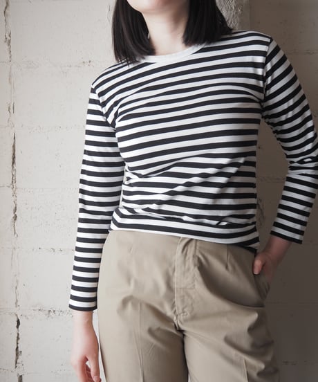 agnes b. Border Long Sleeve Tee BKWH