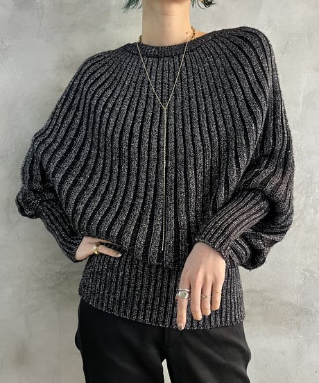 Lame Dolman Sleeve Rib Knit SIBK