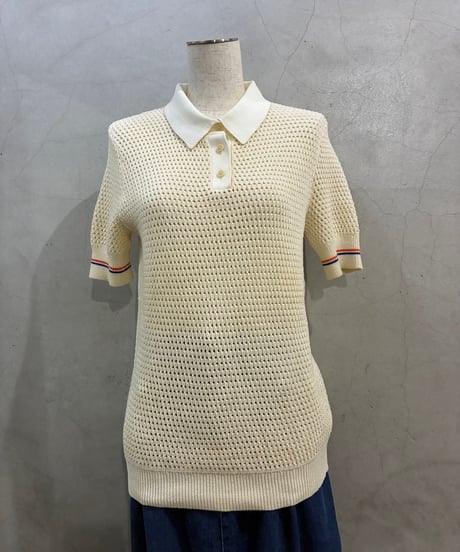 TORY BURCH Mesh Polo S/S Sweater IV