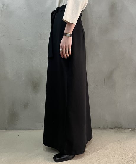 Front Button A Line Long Skirt BK