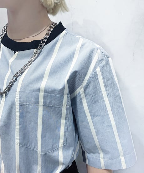 3.1 Phillip Lim Stripe Rib Collar Tee LBL WH