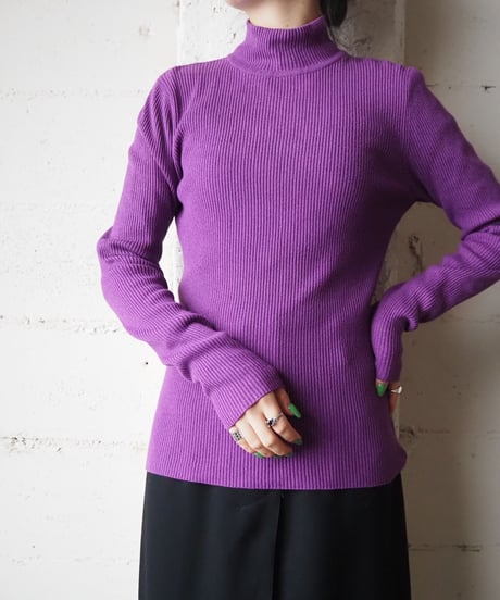 Mock Neck Rib Knit PUR
