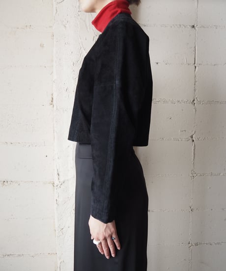 Leather Collarless Jacket BK