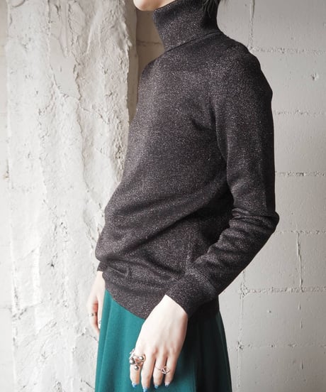 Turtleneck Lame Knit SILBK