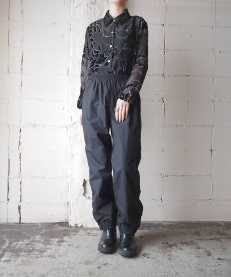 Botanical Pattern Opal Velour Shirt BK