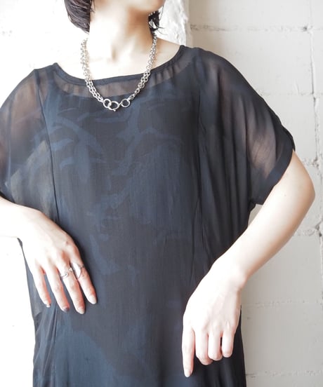 Shadow Pattern Sheer Dress BK