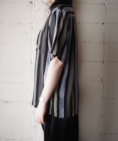 GOOUCH Stripe Short Sleeve Shirt BK LBL IV