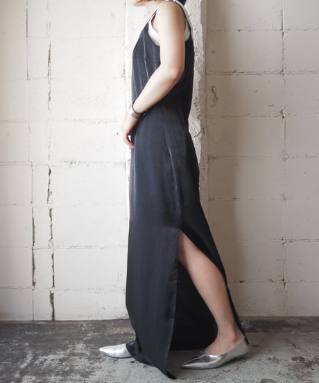 Shiny Slit Camisole Dress BK