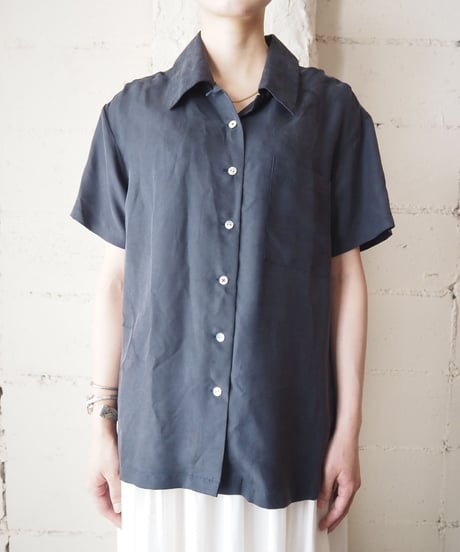 Open Collar Silk Shirt BK
