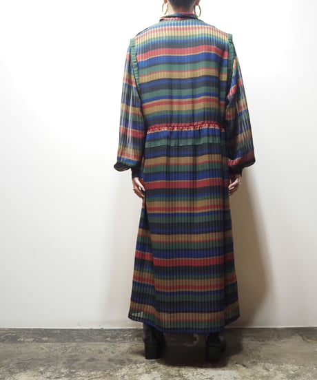 Boe Tie Volume Sleeve Stripe Dress BKRE