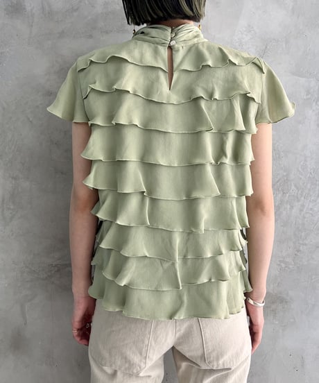 Frill Design Turtle Necl Short Sleeve Blouse MIN