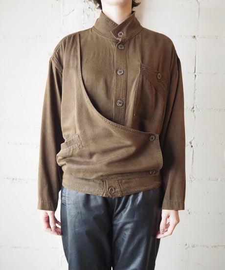 Asymmetric Design Stand Collar Jacket BR
