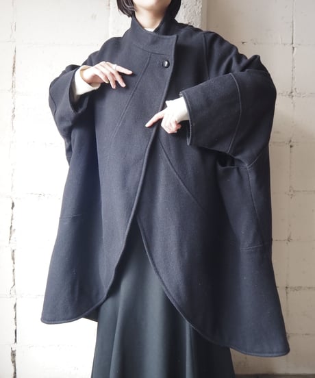 Stand Collar Cape Coat BK