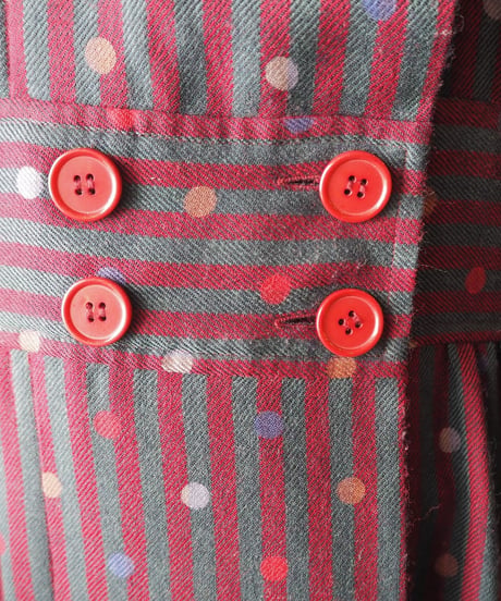 Stripe × Dot Stand Collar Dress WIN