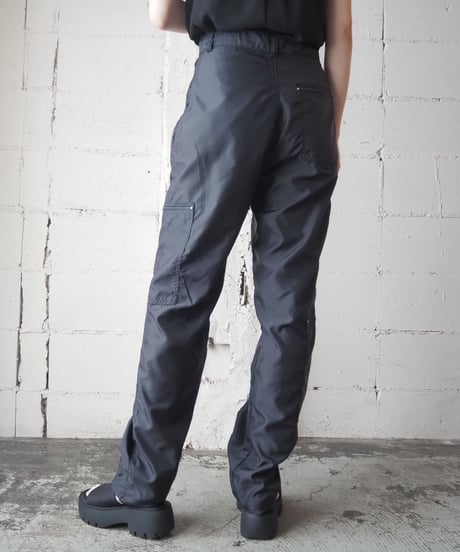 Zip Design Nylon Pants BK